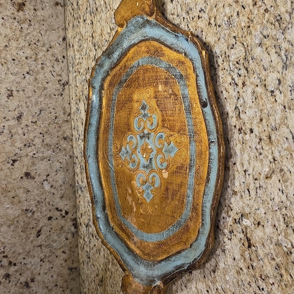 Vintage Italian Gold and Blue Decorative Tray - Picture 10 of 11